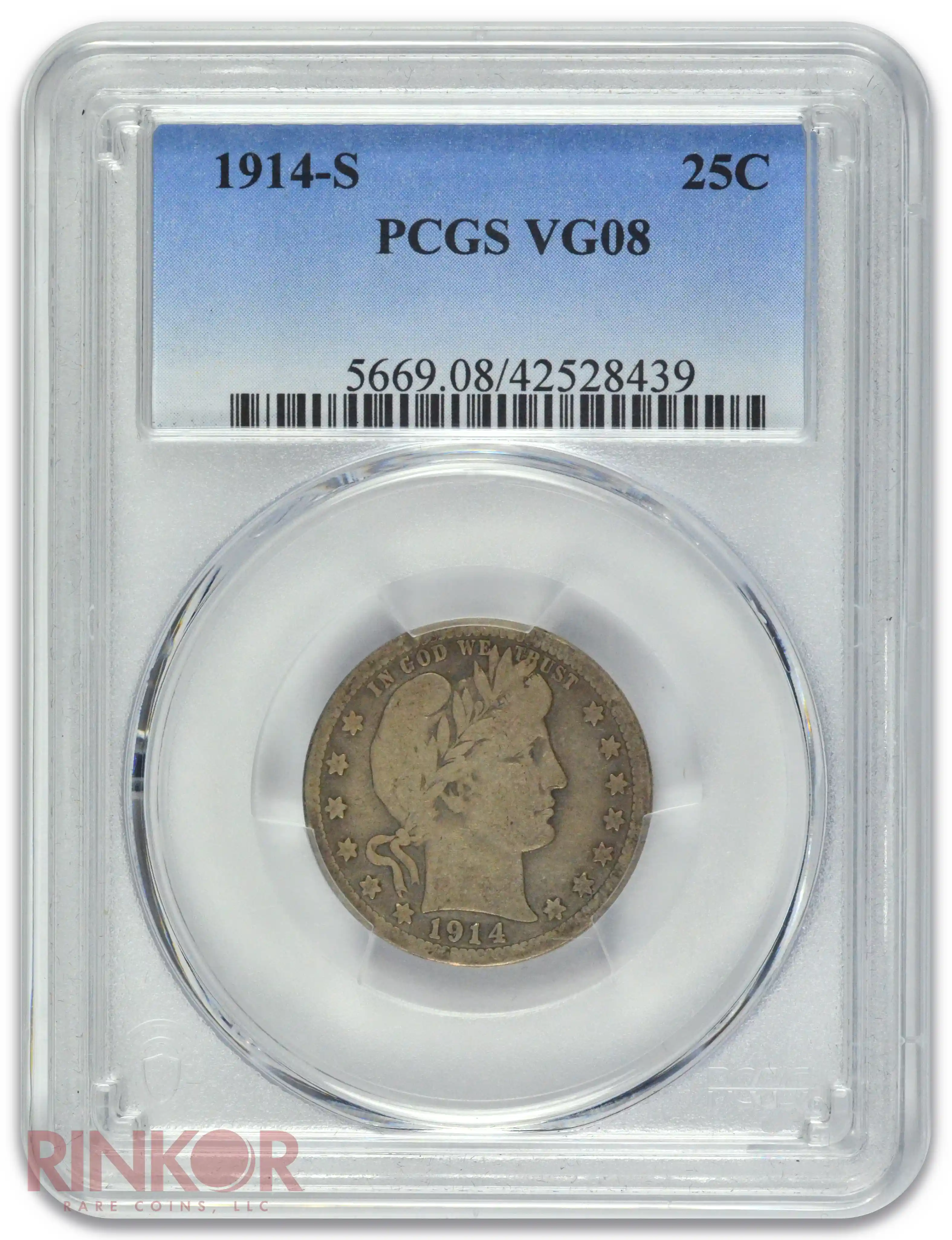 1914-S Barber Quarter PCGS VG-08