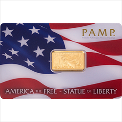 5 GRAM GOLD BAR PAMP AMERICAN THE FREE STATUE OF LIBERTY 