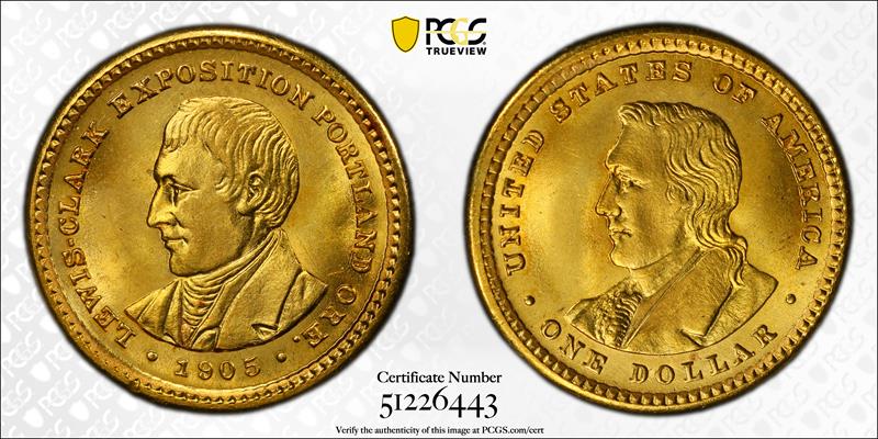 1905 G$1 Lewis and Clark PCGS MS 64 CAC