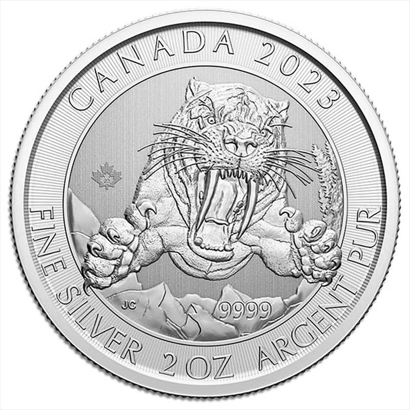 2023 2 OZ CANADA SILVER SABRE TOOTH TIGER 