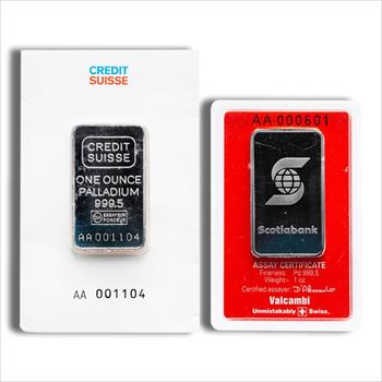 1 oz Palladium Bar - Brand Varies (Carded) 