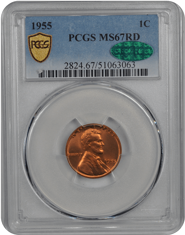 1955 Lincoln PCGS CAC RD 67