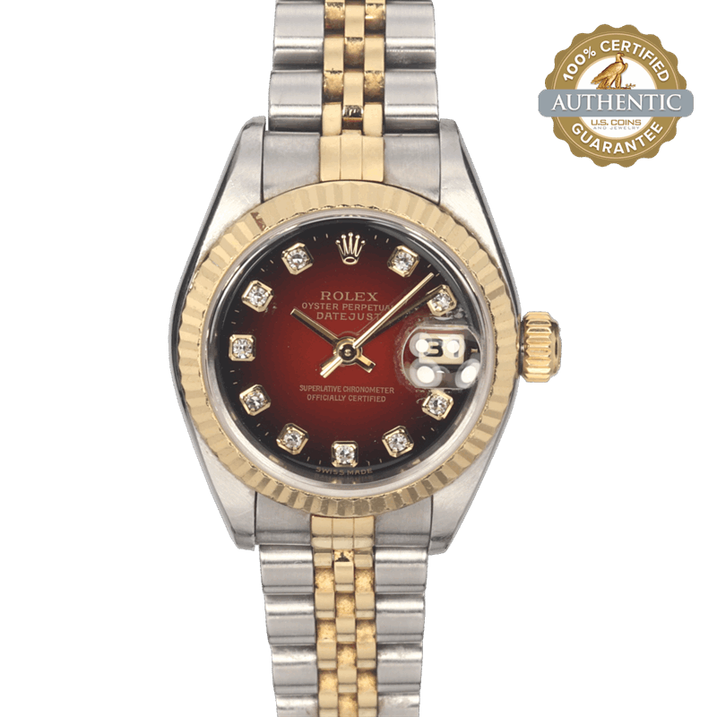 Rolex 26mm Datejust 17338 Bordeaux Vigne Serti Dial Watch and Papers (2002)