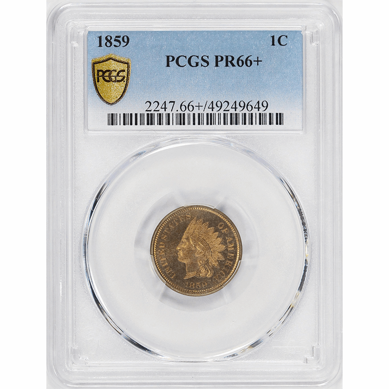 1859 1c Indian Head Cent PROOF - PCGS PR66+ - Cameo Devices