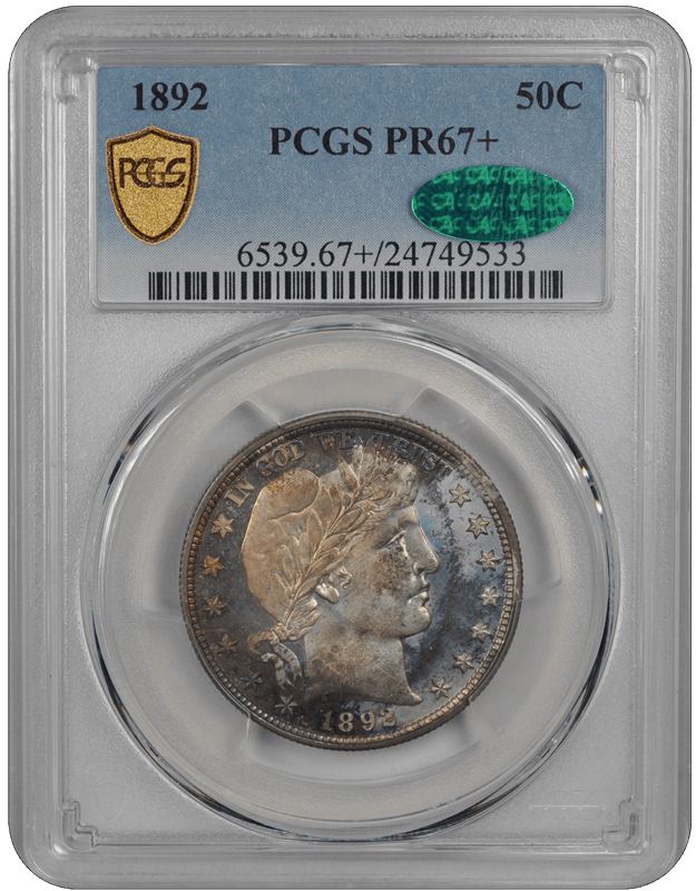 1892 Barber PCGS CAC PR 67+