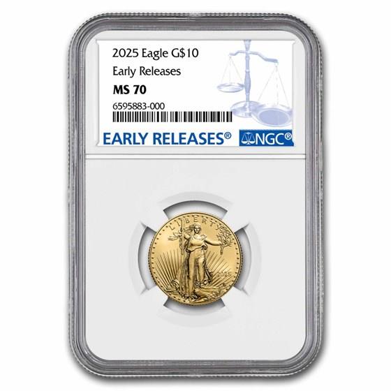 2025 $10 1/4oz. American Gold Eagle, ER, MS70, NGC 