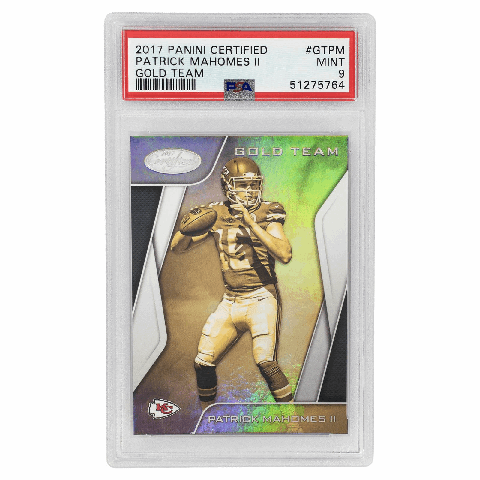 2017 Panini Patrick Mahomes II Gold Team #GTPM PSA MINT 9 Cert #51275764