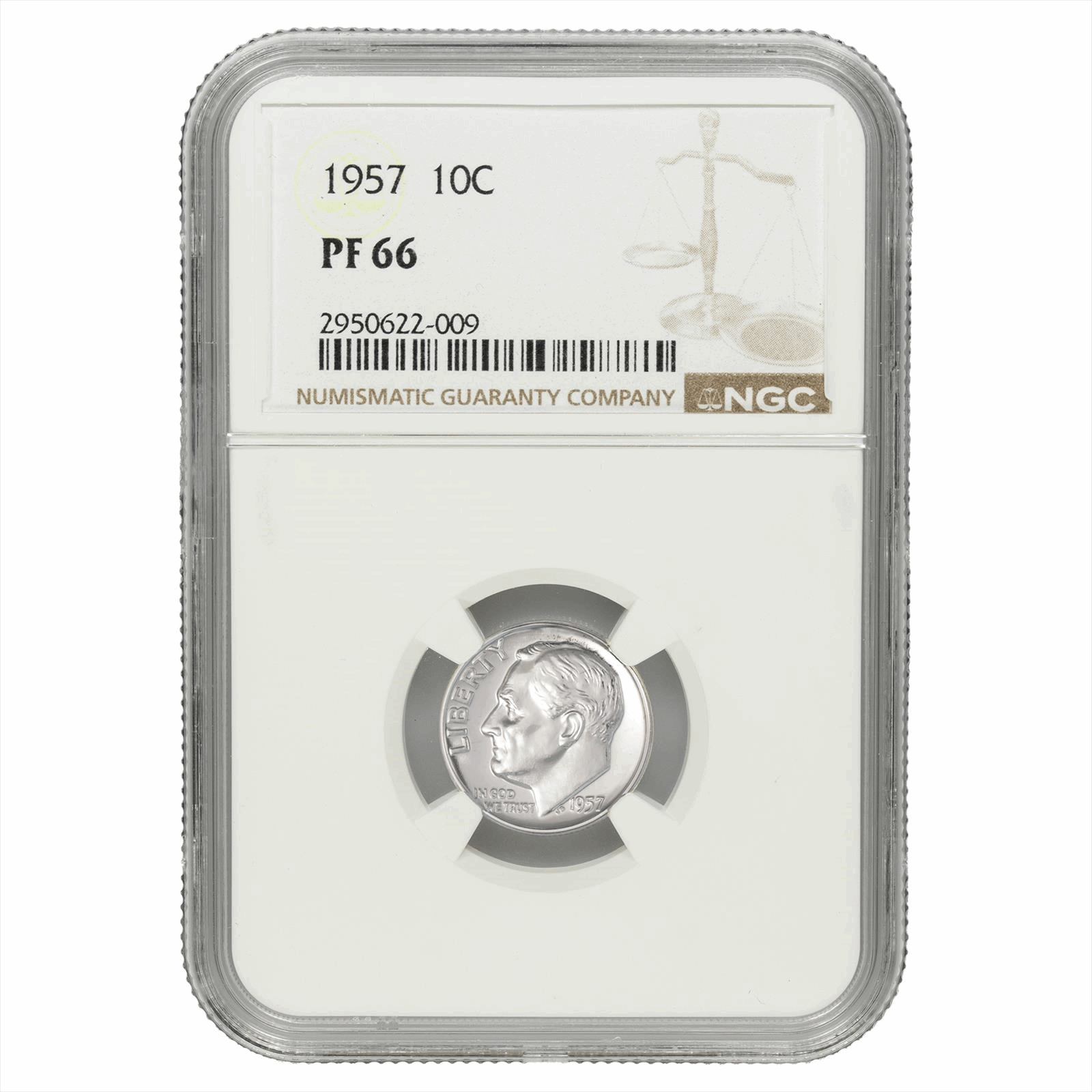 1957 Roosevelt Dime 10C NGC PF 66
