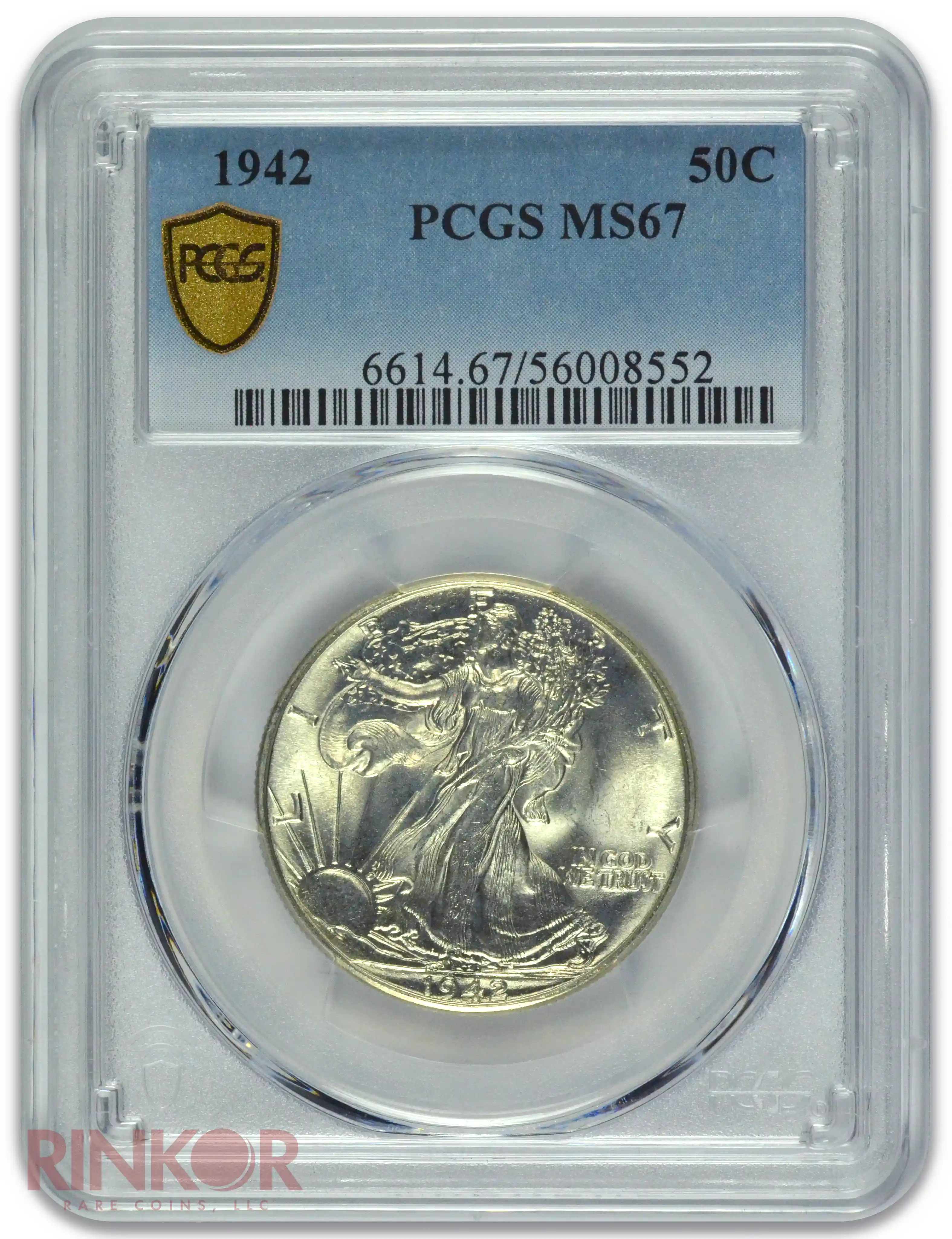 1942 Walking Liberty Half Dollar PCGS MS 67