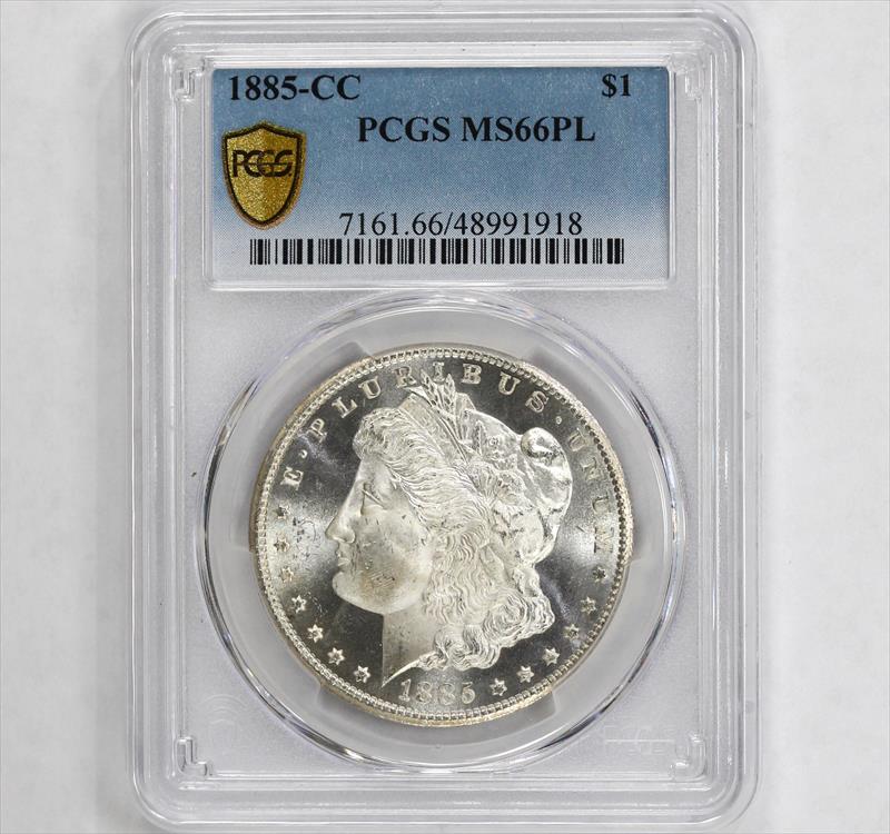 1885-CC $1 Morgan Silver Dollar PCGS MS66PL - Blast White Coin!