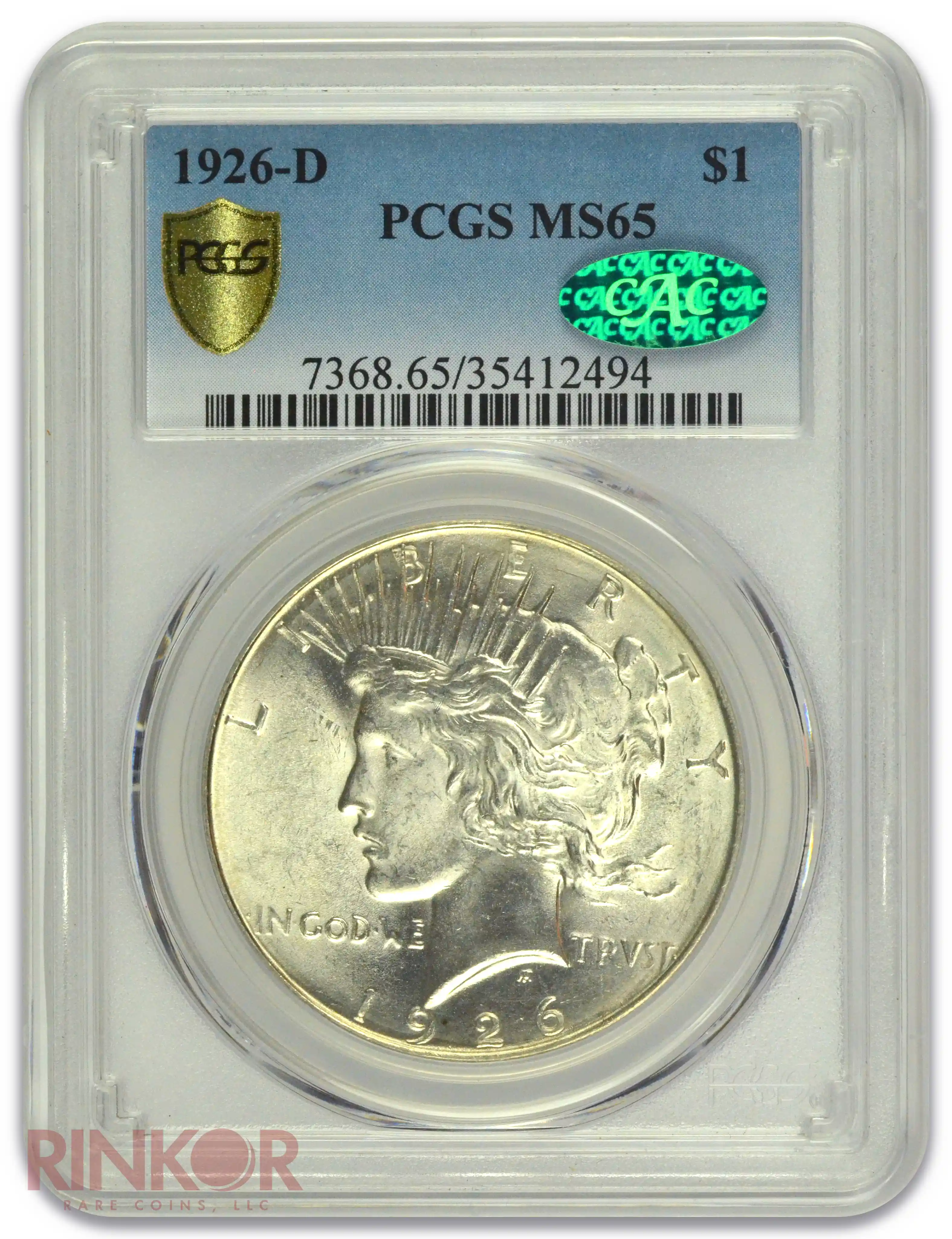 1926-D $1 Peace Dollar PCGS MS 65 CAC