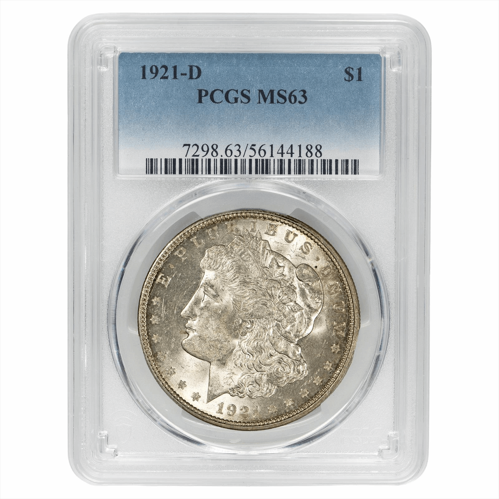 1921-D Morgan Silver Dollar $1 PCGS MS 63