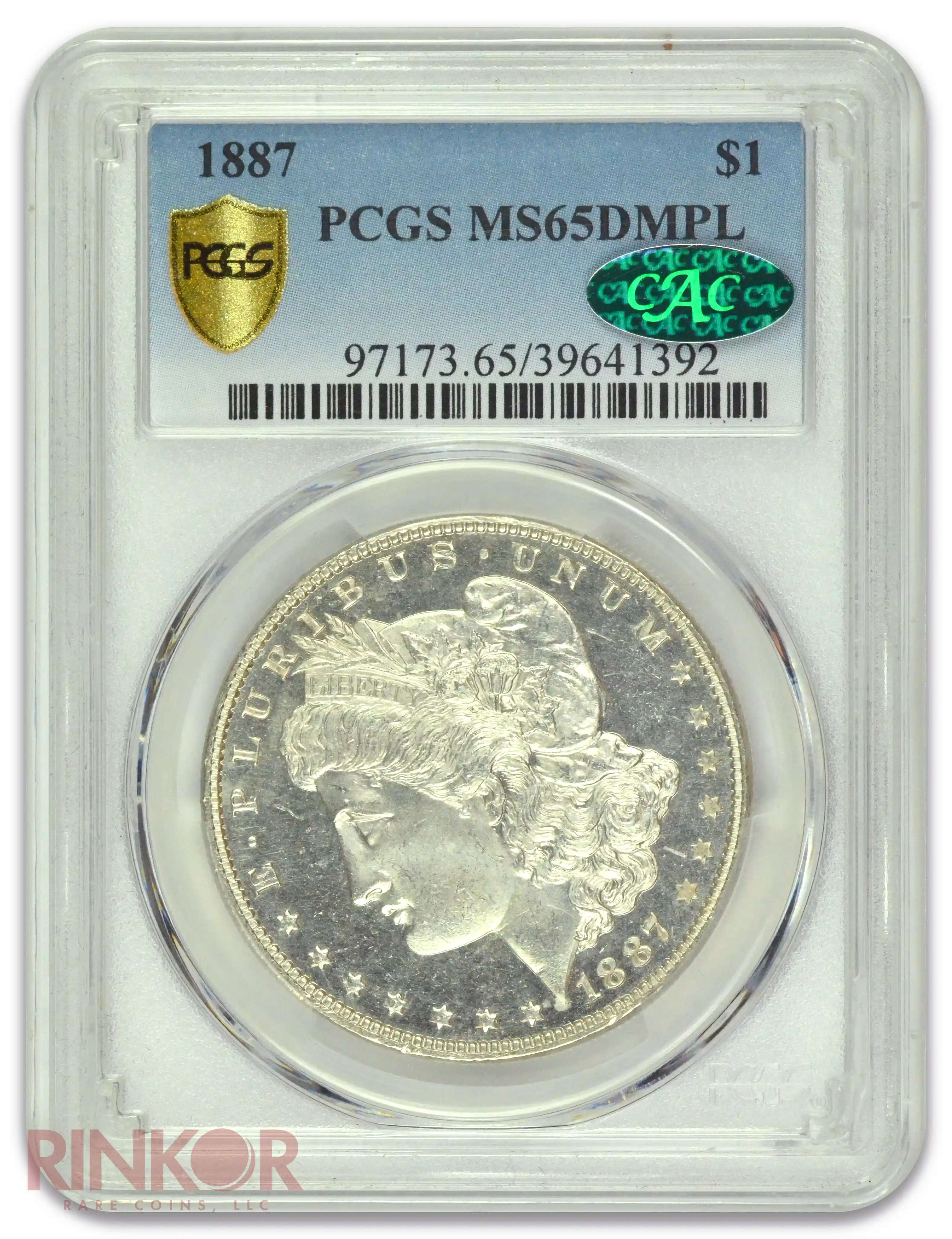 1887 $1 Morgan Dollar PCGS MS 65 DMPL CAC