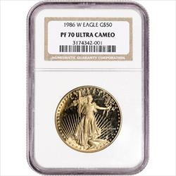 1986-W $50 American Gold Eagle PF70 