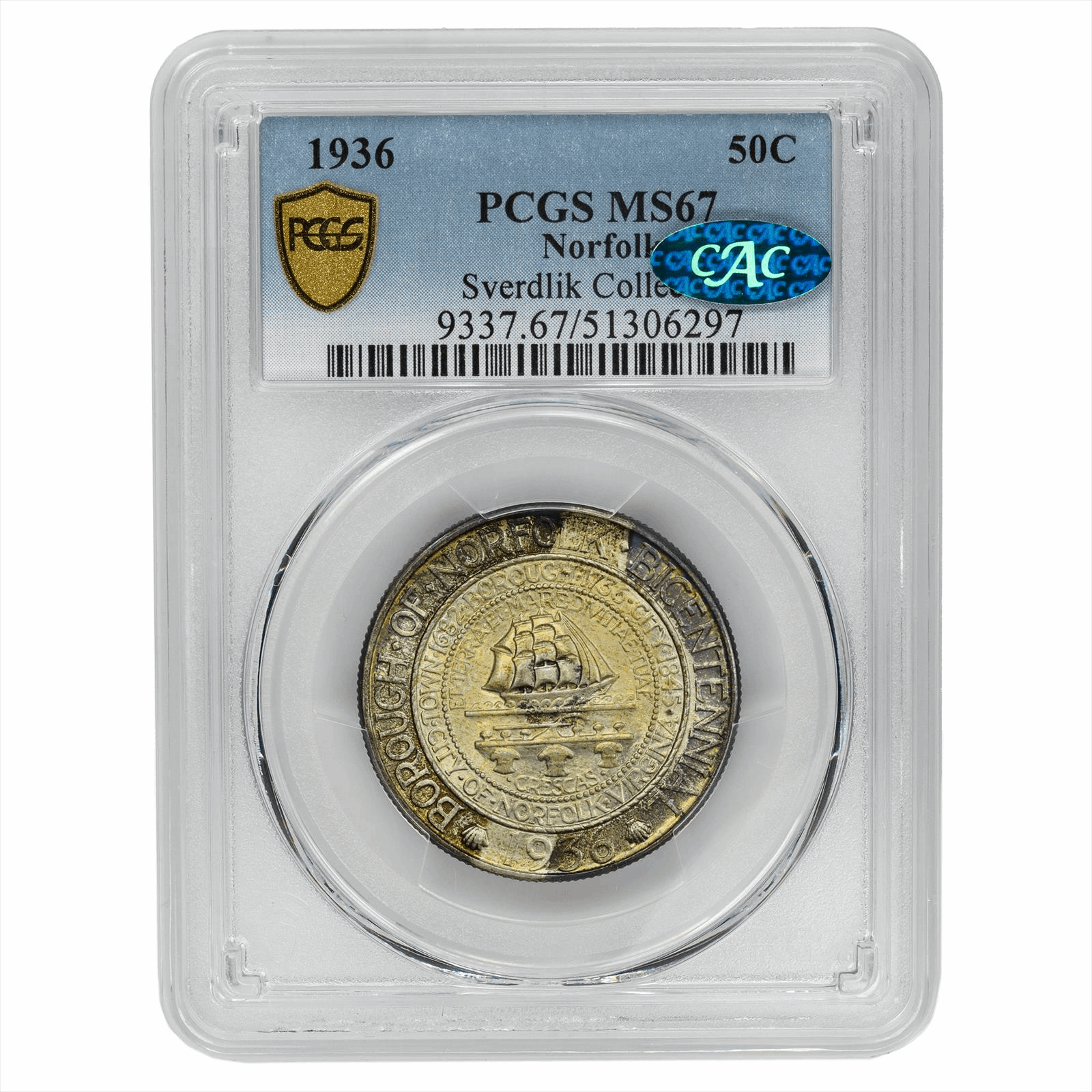 1936 Norfolk Half Dollar PCGS MS 67 