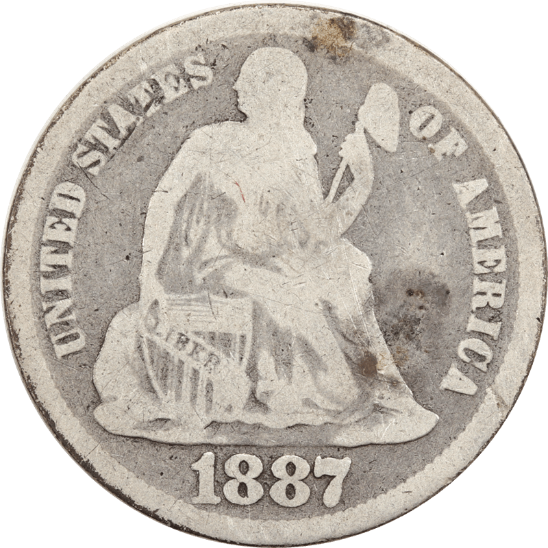 1887 Seated Liberty Dime 10c Circulated, Good - Original