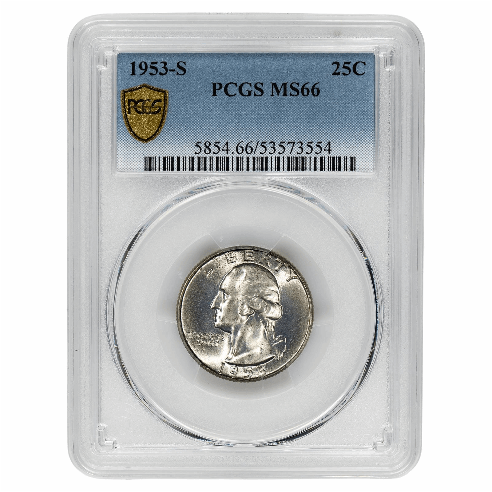 1953-S Washington Quarter 25C PCGS MS 66