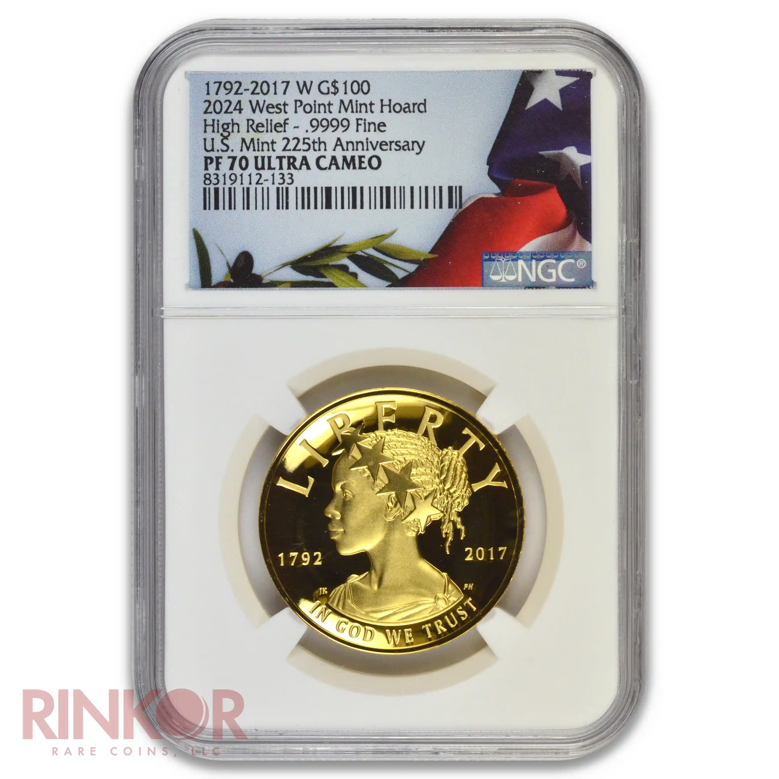 2017-W 1oz American Liberty 225th Anniversary Gold High Relief WP Mint Hoard NGC PF 70