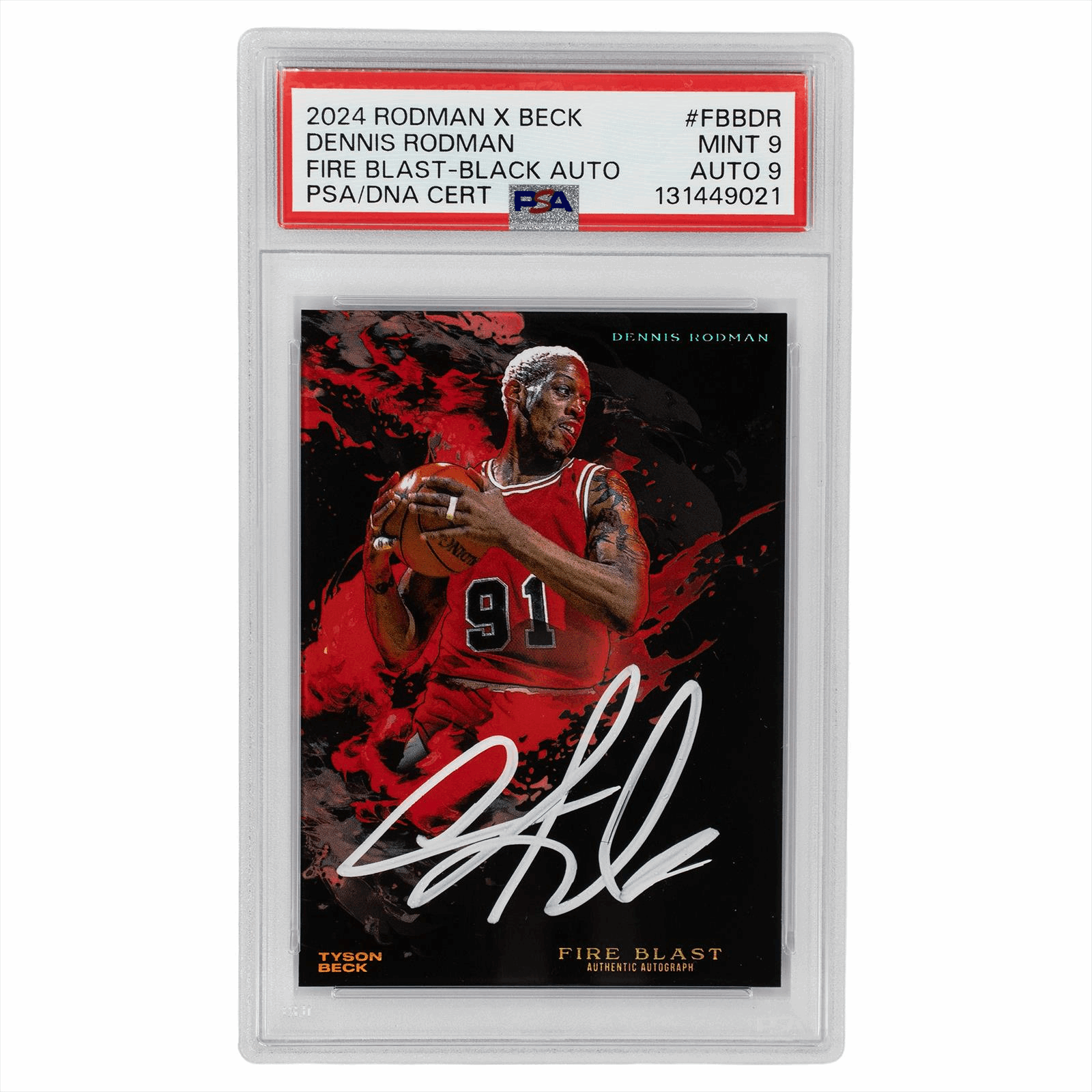 2024 Dennis Rodman X Tyson Beck Fire Blast-Black Auto #FBBDR PSA MINT 9 Cert #131449021
