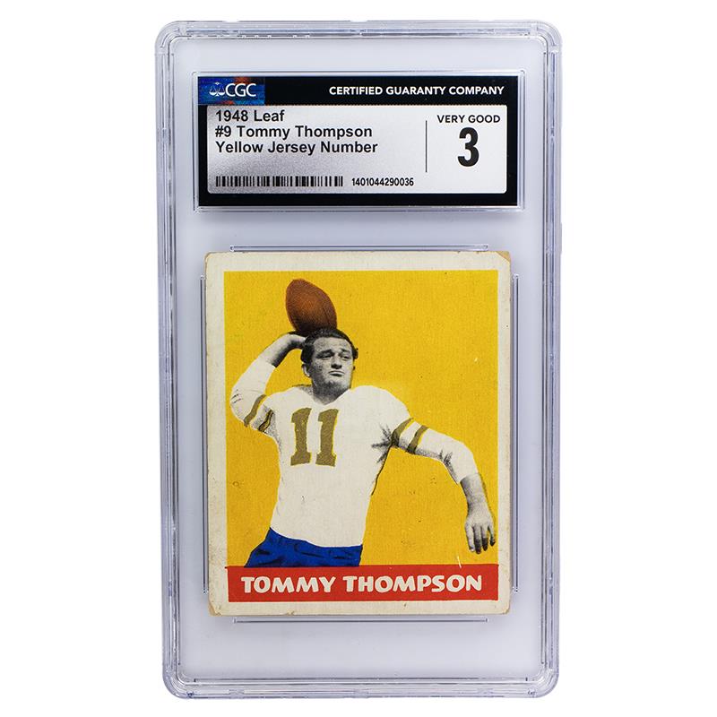 1948 Leaf Tommy Thompson Yellow Jersey Number #9 CGC VG 3 