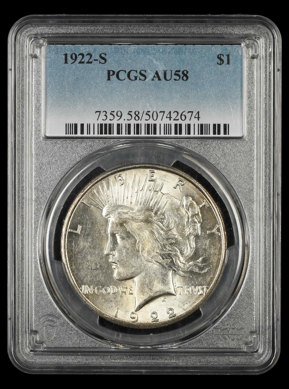 1922-S $1 PCGS AU-58