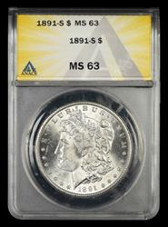 1891 S $1 ANACS  MS 63