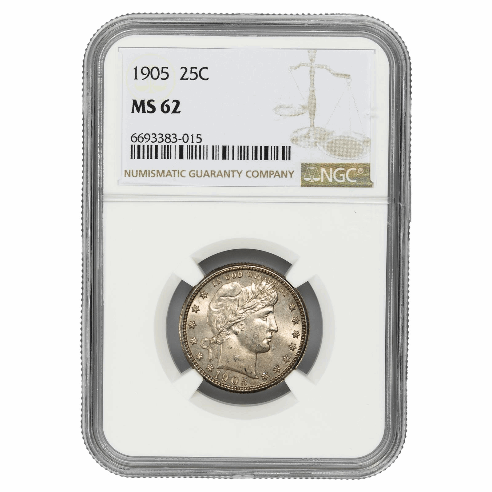 1905 Barber Quarter 25C NGC MS 62