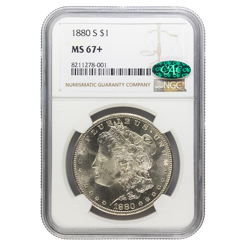 1880-S Morgan Dollar $1 NGC MS67 + CAC Certified