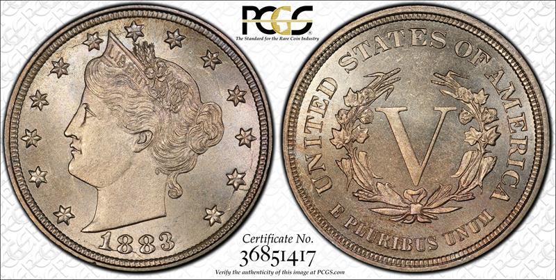1883 5C PCGS MS 66+ CAC