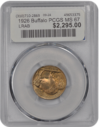 1926 Buffalo PCGS MS 67