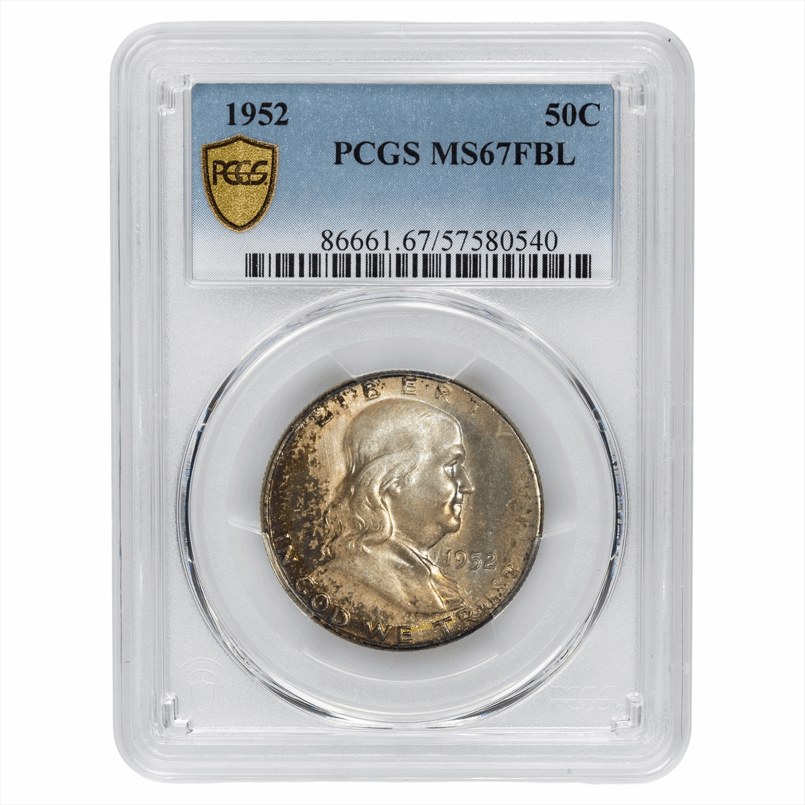 1952 Franklin Half Dollar 50C PCGS MS 67 FBL