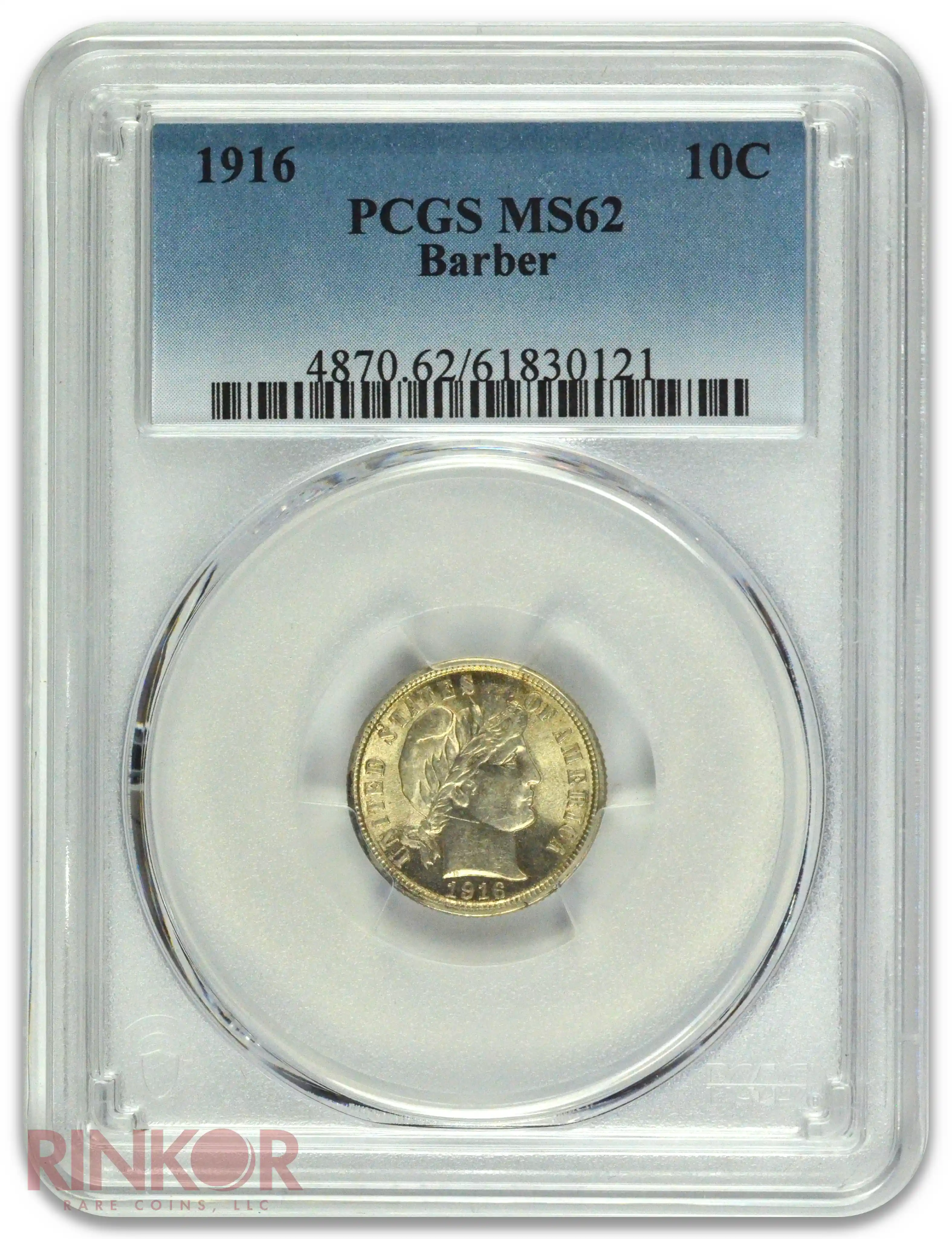 1916 Barber Dime PCGS MS 62