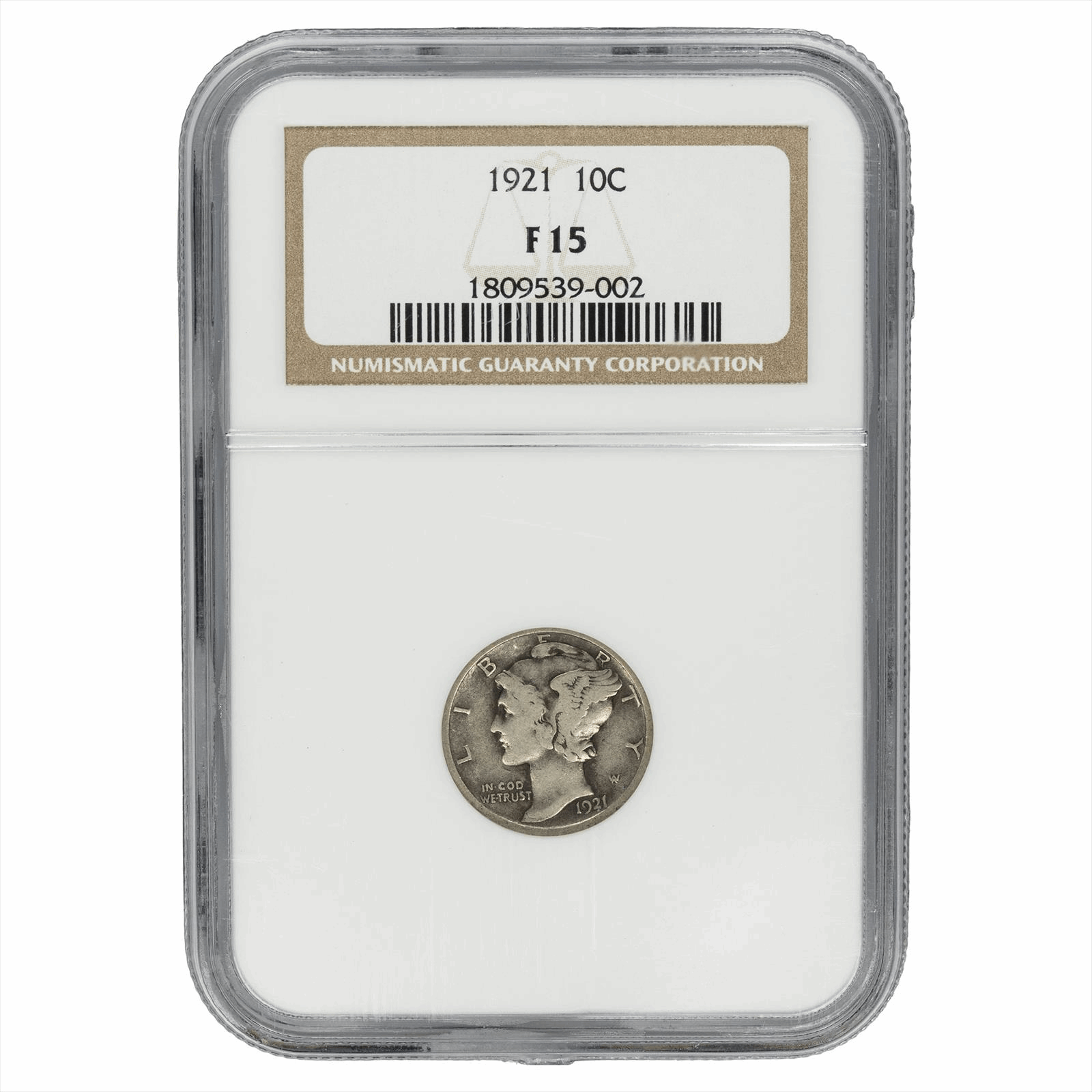 1921 Mercury Dime 10C NGC F 15 