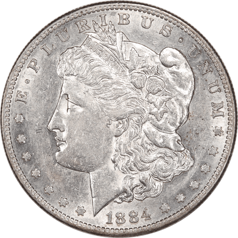 1884-S Morgan Silver Dollar Raw Ungraded Coin Choice AU++ 