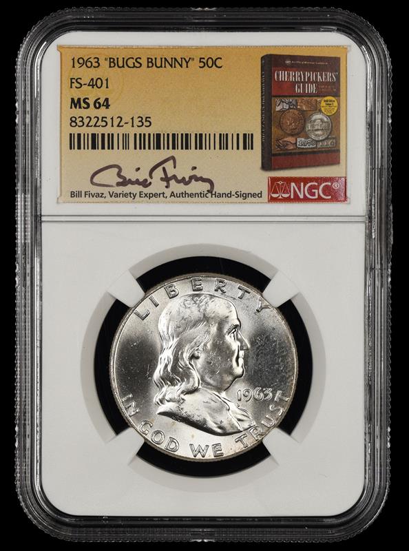 1963 Bugs Bunny 50c FS-401 Bill Fivaz Signature Label NGC  MS64