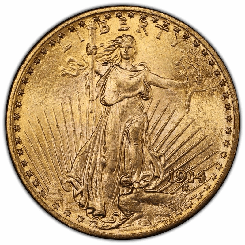 1914-D $20 PCGS MS 64+ CAC