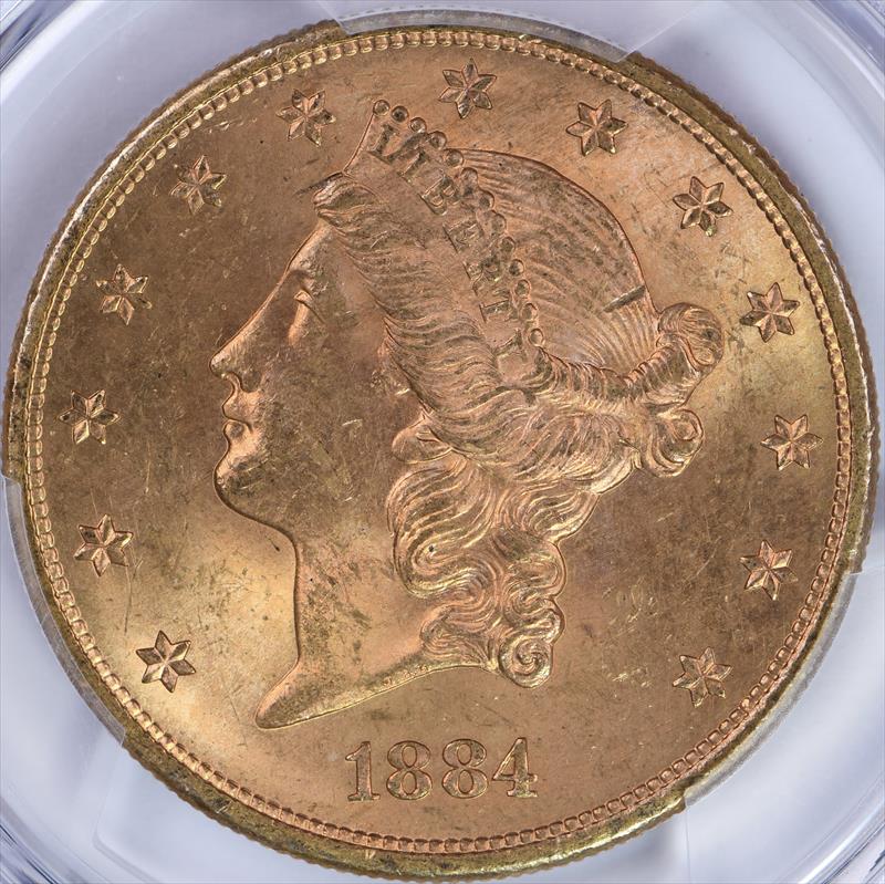 1884-S $20 PCGS MS 62+ CAC