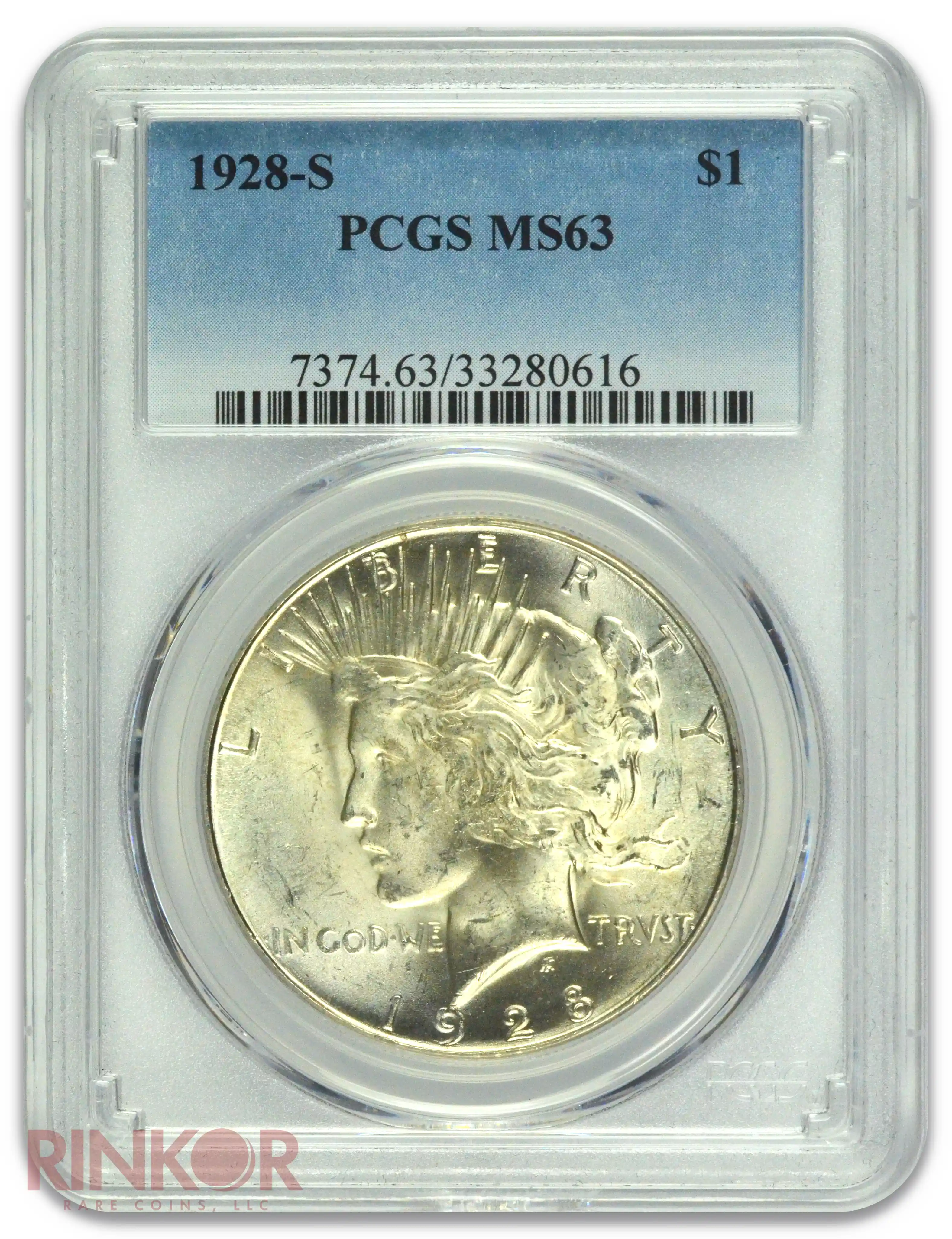 1928-S $1 Peace Dollar PCGS MS 63