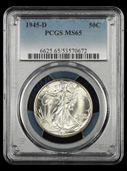 1945 D 50C PCGS MS65
