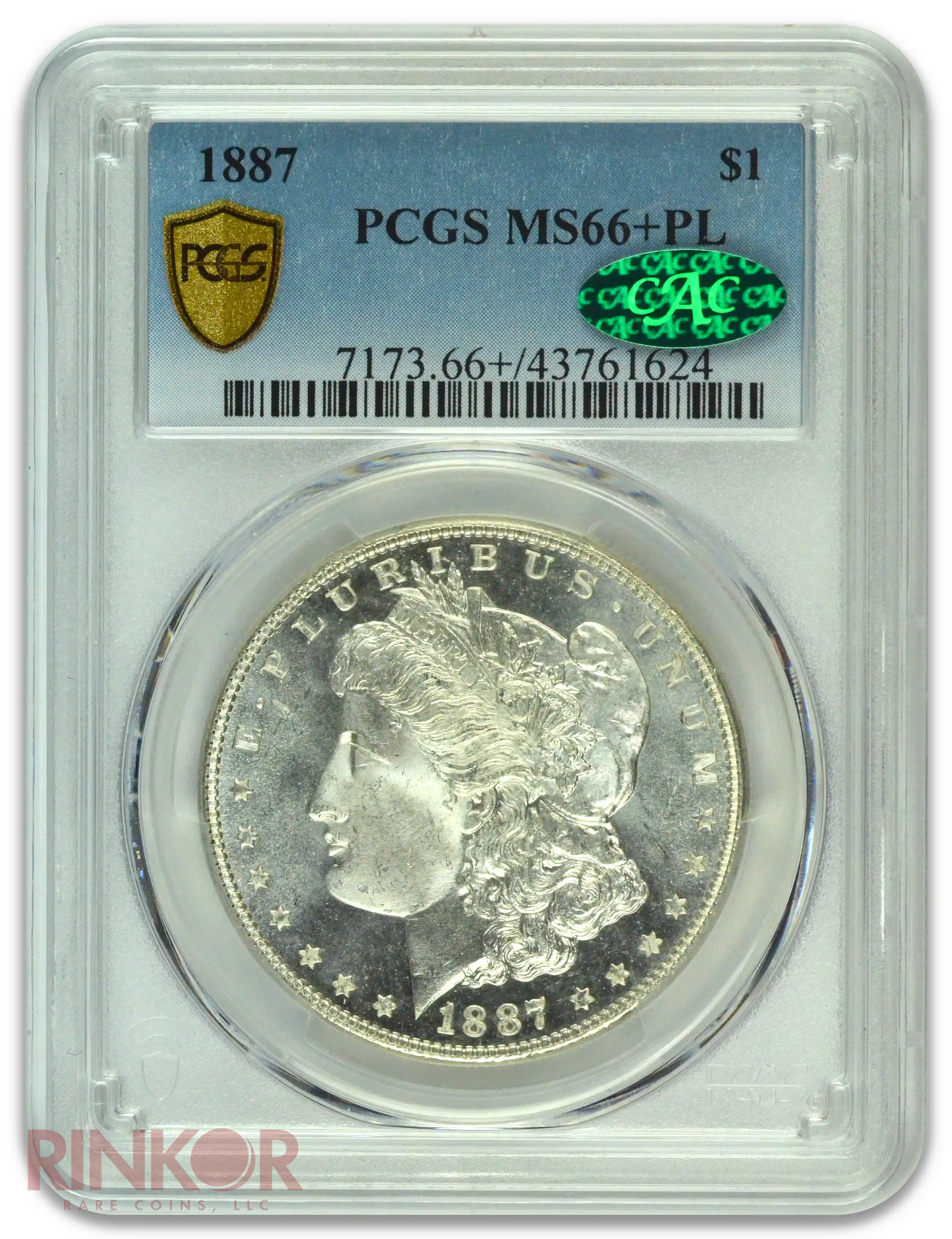 1887 $1 Morgan Dollar PCGS MS 66+ PL CAC