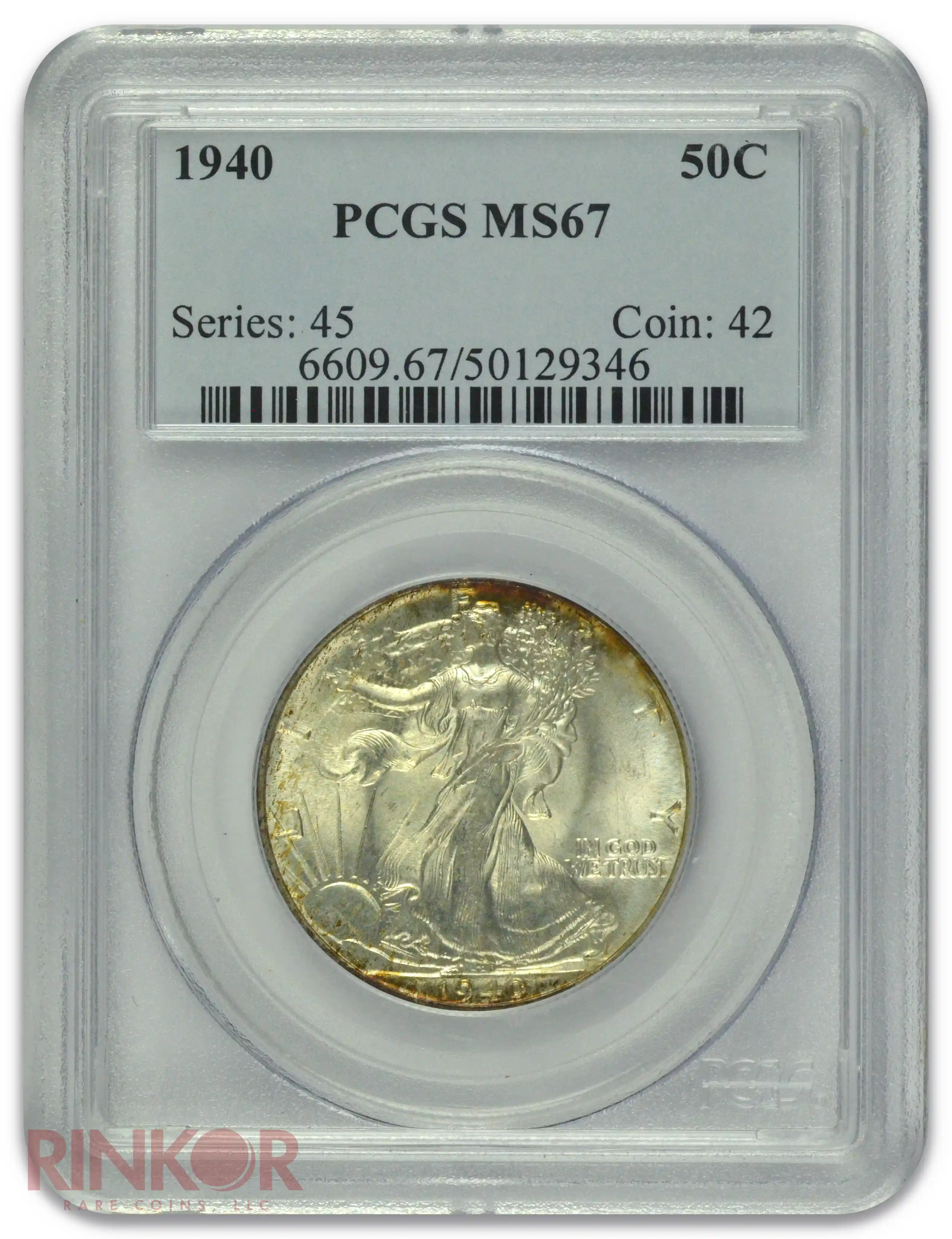 1940 Walking Liberty Half Dollar PCGS MS 67