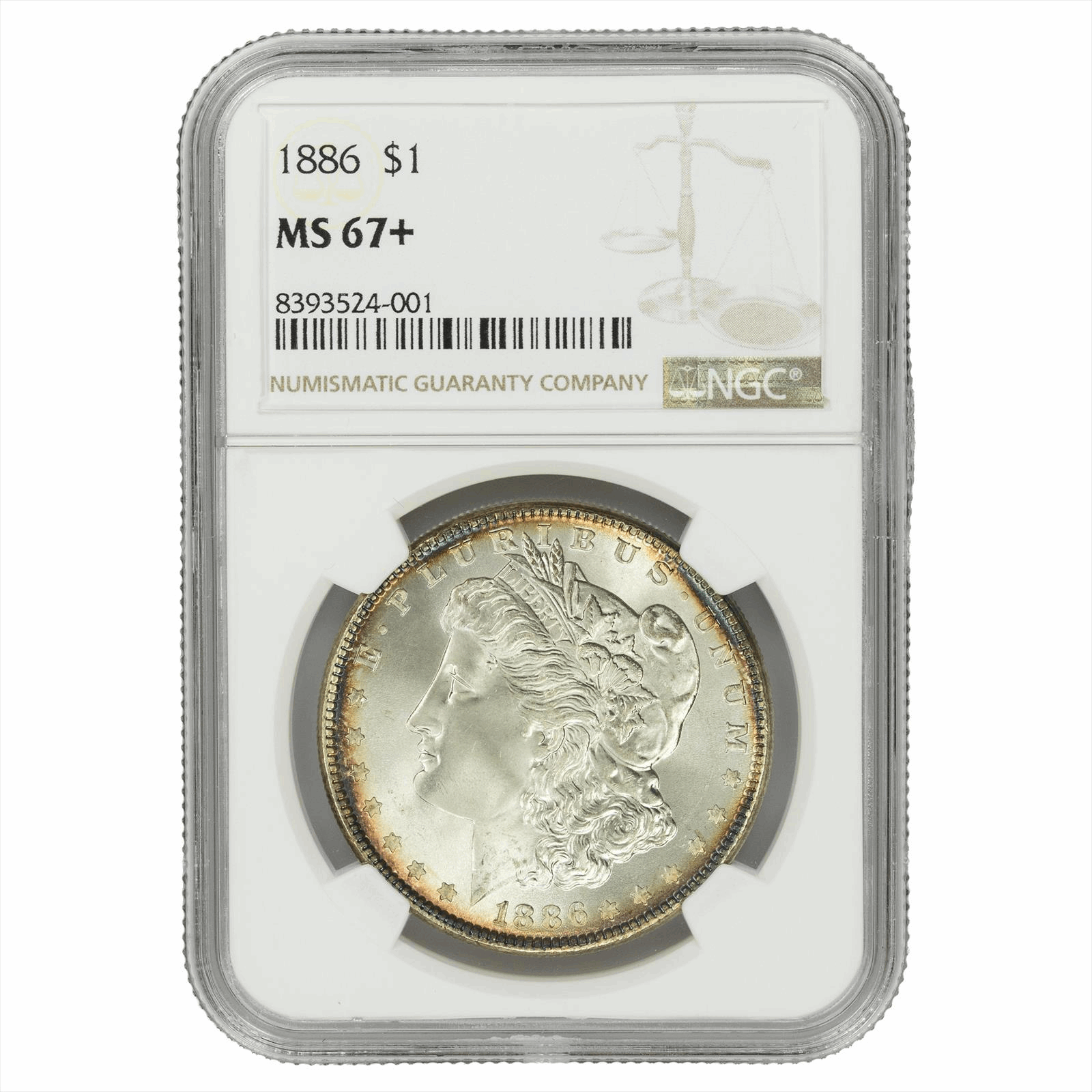 1886 Morgan Silver Dollar $1 NGC MS 67+