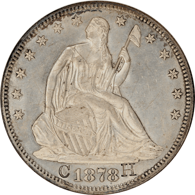1878 Seated Liberty  Half Dollar 50c, ANACS Uncirculated Details - Counter Stamped "CH"