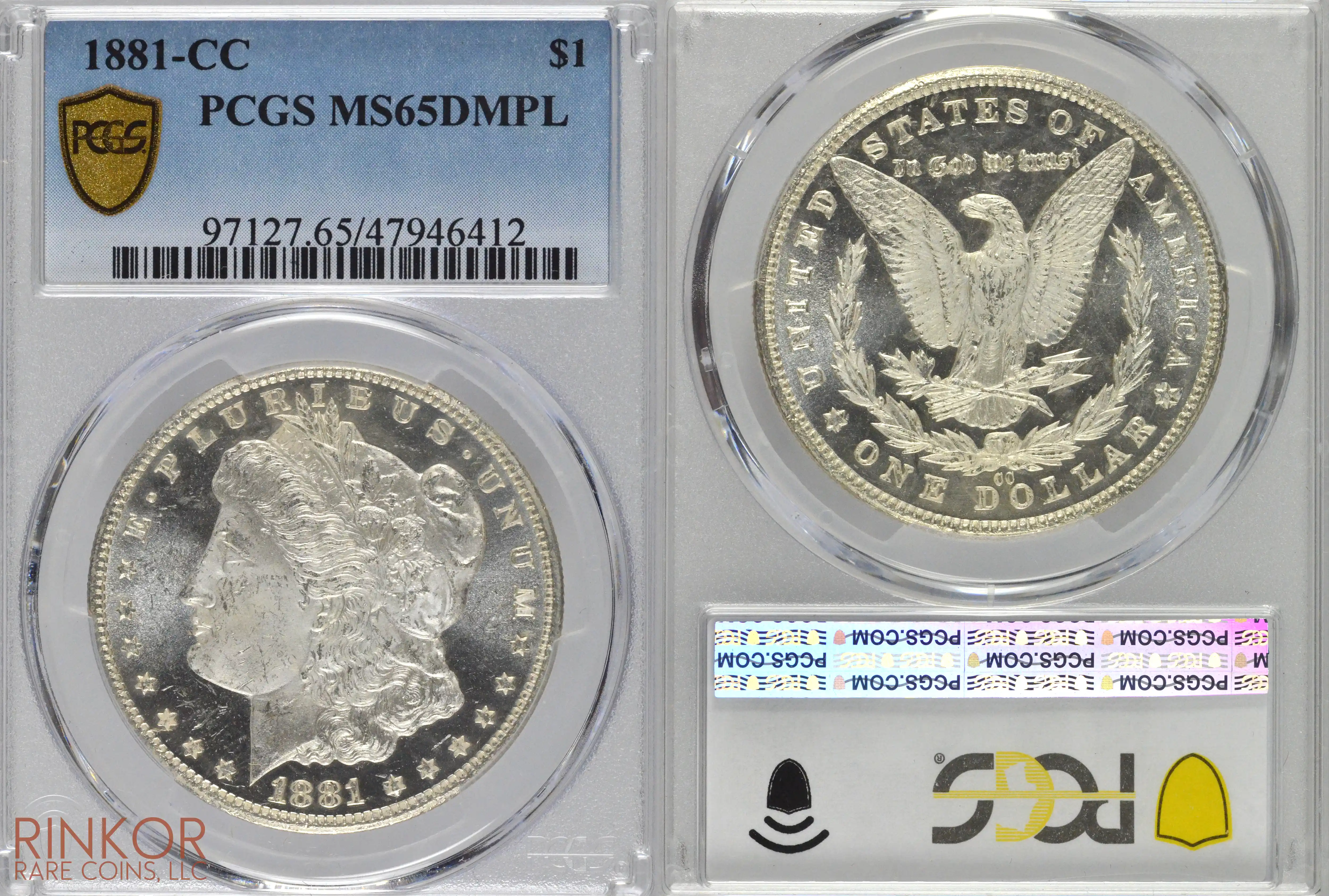 1881-CC $1 PCGS MS 65 DMPL 