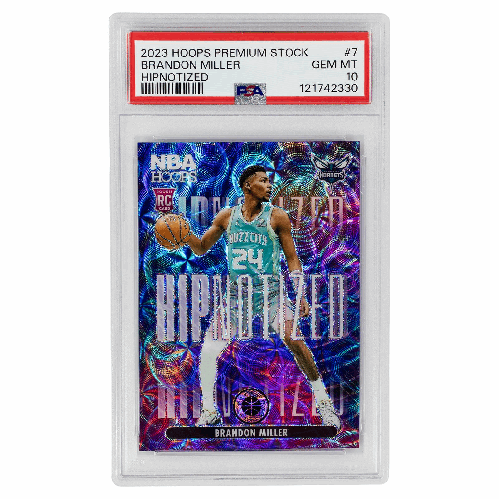 2023 Panini Hoops Premium Stock Hipnotized Brandon Miller #7 PSA GEM MT 10 Cert #121742330