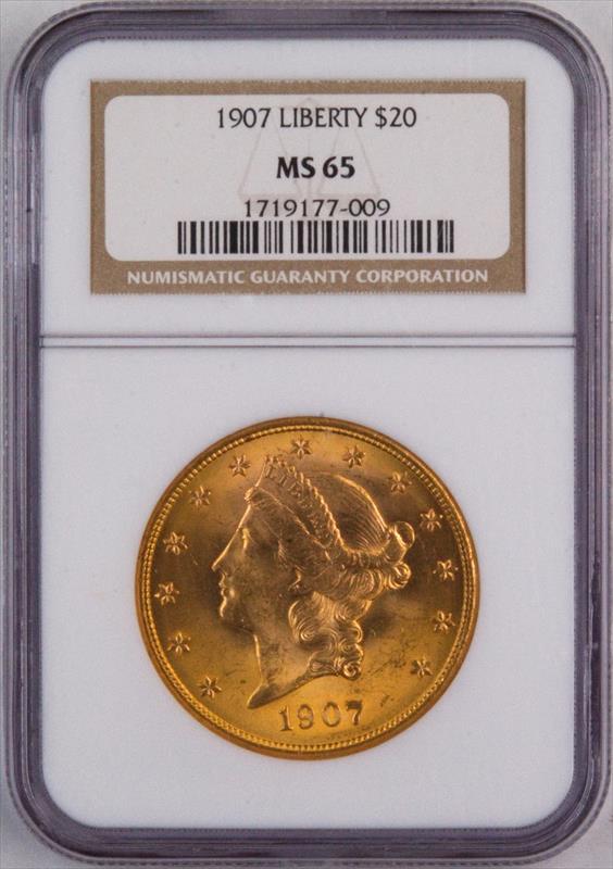 1907 Liberty Head $20 NGC MS65