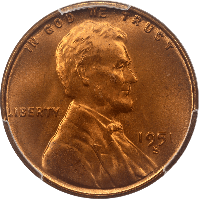 1951-S Lincoln Cent 1c PCGS MS67RD - Deep Vibrant Red