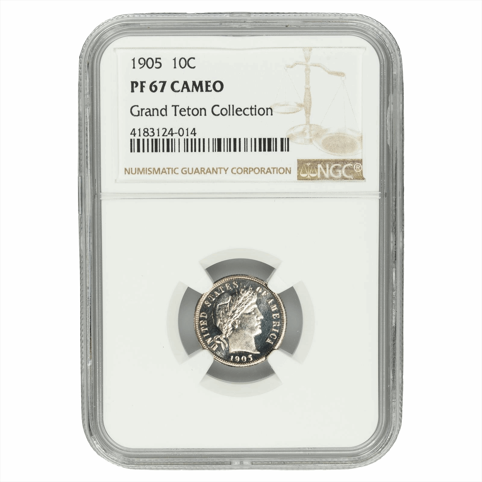 1905 Barber Dime 10 Grand Teton Collection NGC PF 67 CAMEO