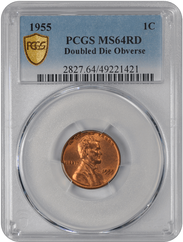 1955  Doubled Die Obverse Lincoln PCGS RD 64