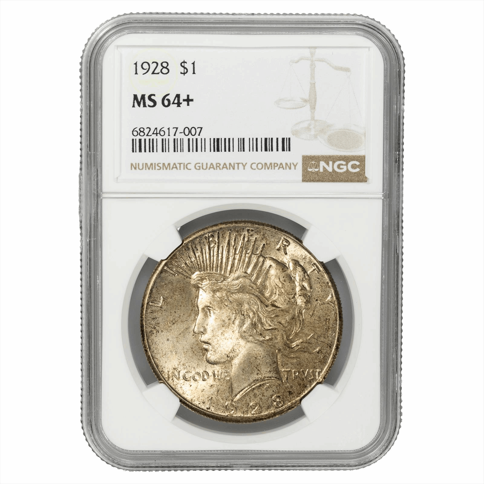 1928 Silver Peace Dollar $1 NGC MS 64+
